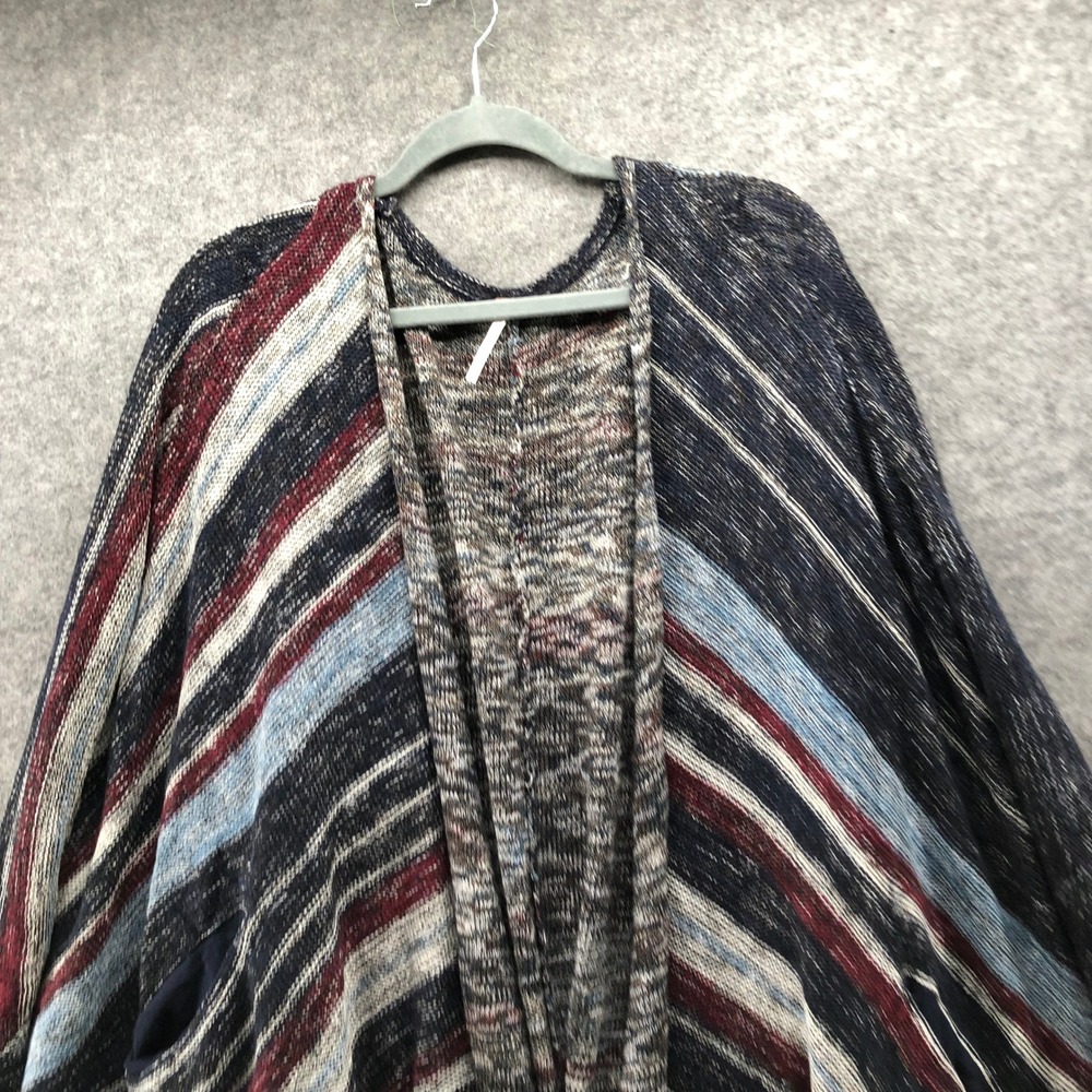 Free People The Big Trail Poncho Cardigan Womens L Blue Oversized Boho Earthy - Picture 7 of 9
